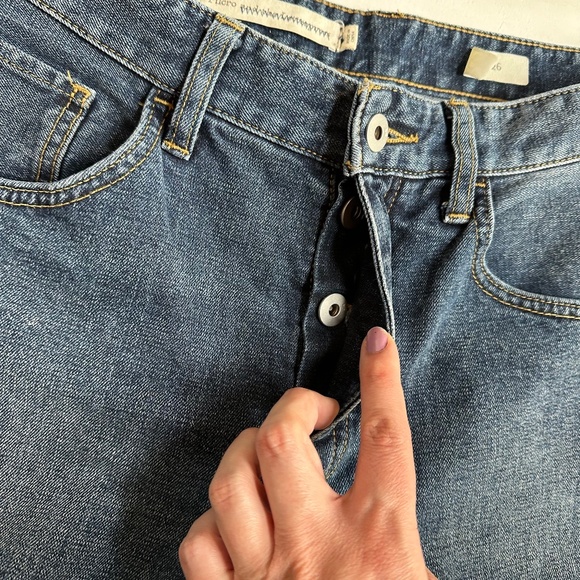 Anthropologie Pilcro High Rise Flare Crop Two Tone Denim Jeans - Picture 6 of 10